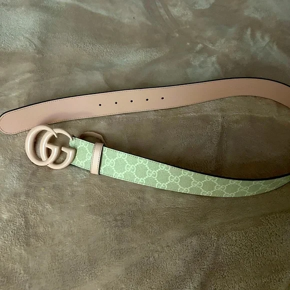 Pink / cream authentic GUCCI belt from Los Angeles Beverly Hills CA, receipt ? How to Spot a Fake Gucci Belt: 12 Authenticity Checks main image 4